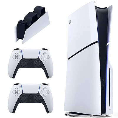 کنسول بازی سونی مدل PlayStation 5 Slim ظرفیت یک ترابایت ریجن 2000 آسیا به همراه دسته اضافی و پایه شارژر