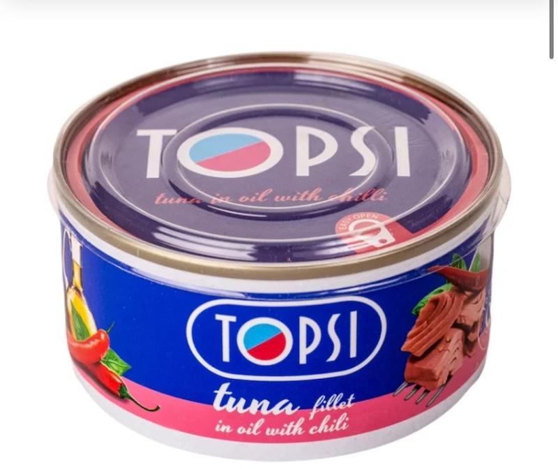 کنسرو ماهی 180 گرمی تاپسی با طعم فلفلی (چیلی - آسان باز شو - کلیدی)