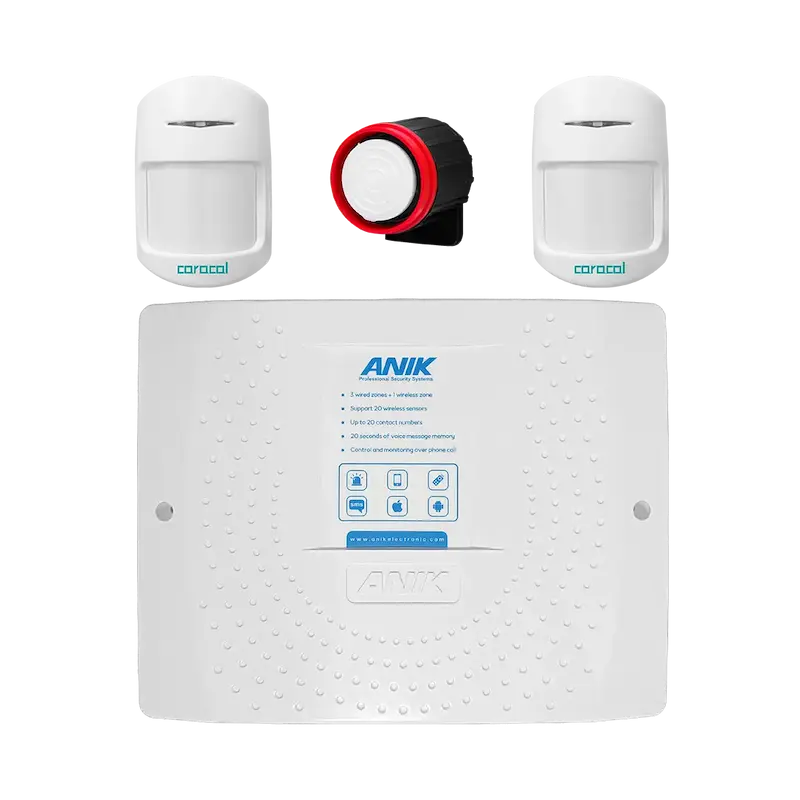 پکیج دزدگیر اماکن سیم کارتی آنیک مدل ECOMAX_N – سری اکونومی، ۳ زون باسیم و پشتیبانی از ۲۰ سنسور بی‌سیم