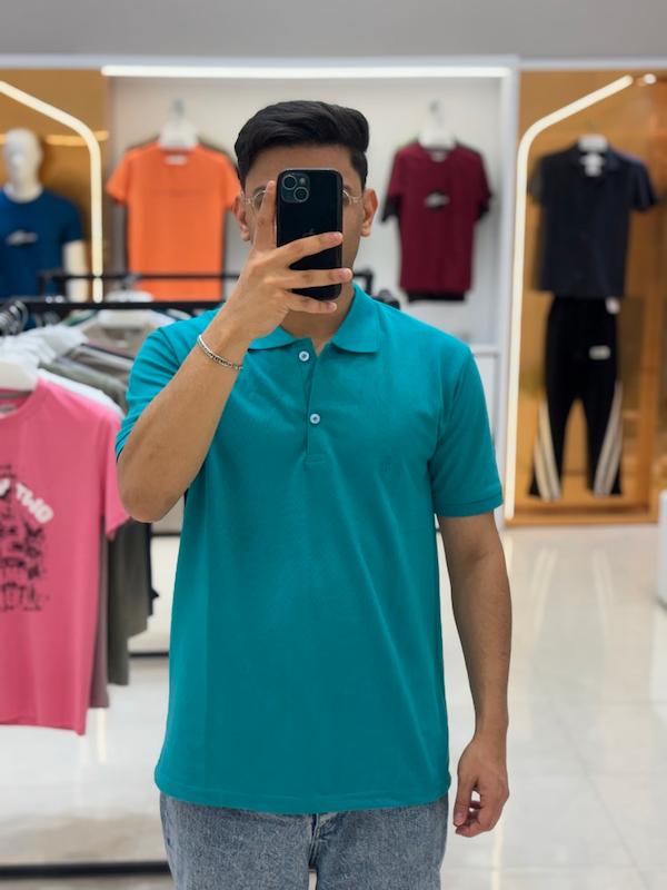 تیشرت یقه دار پولو فیروزه ای