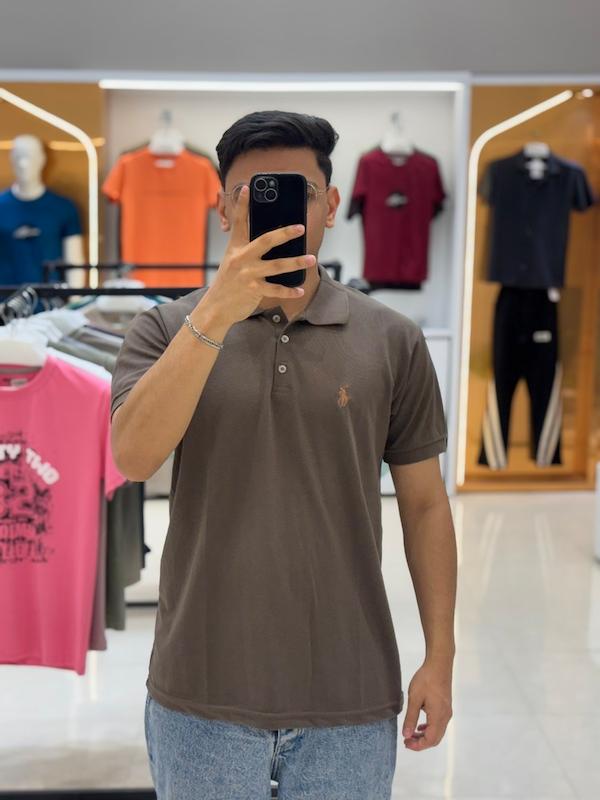 تیشرت یقه دار پولو قهوه ای روشن