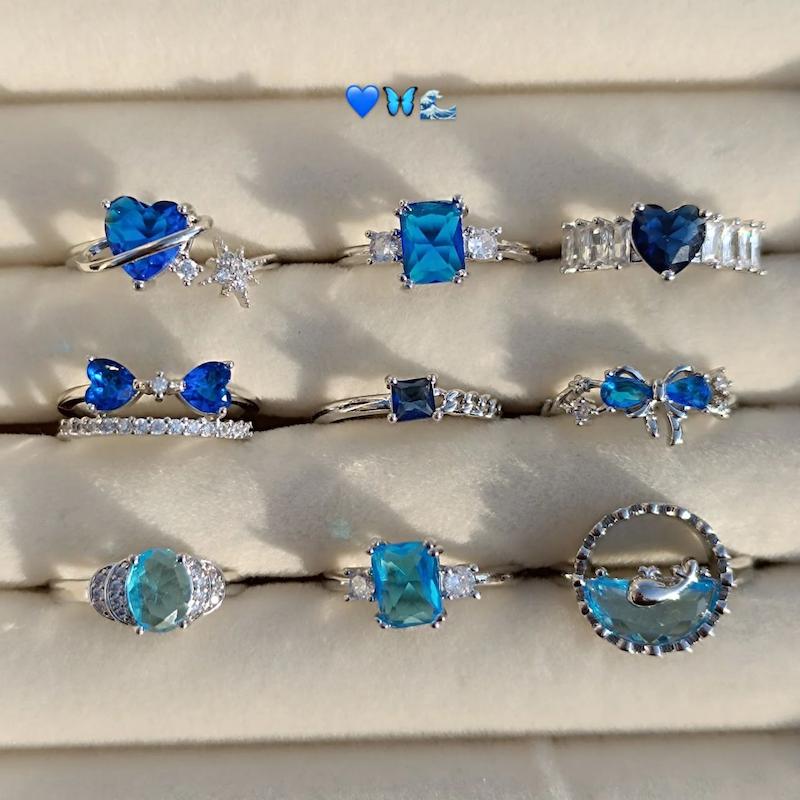 کالکشن انگشتر جواهری آبی