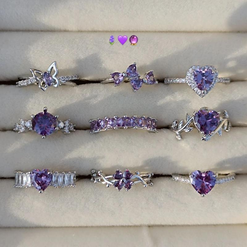 کالکشن انگشتر جواهری بنفش