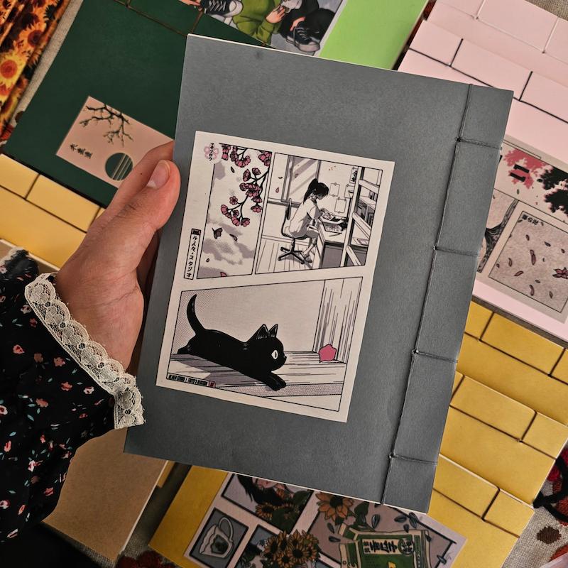 دفتر دوخت ژاپنی گربه و ساکورا