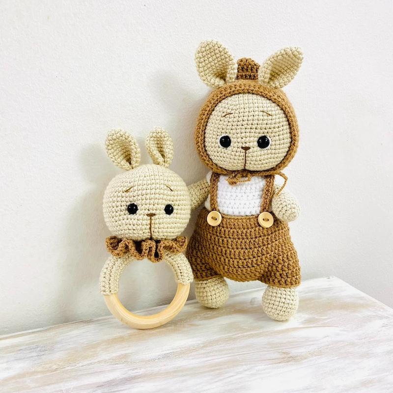 عروسک بافت خرگوش قهوه ای