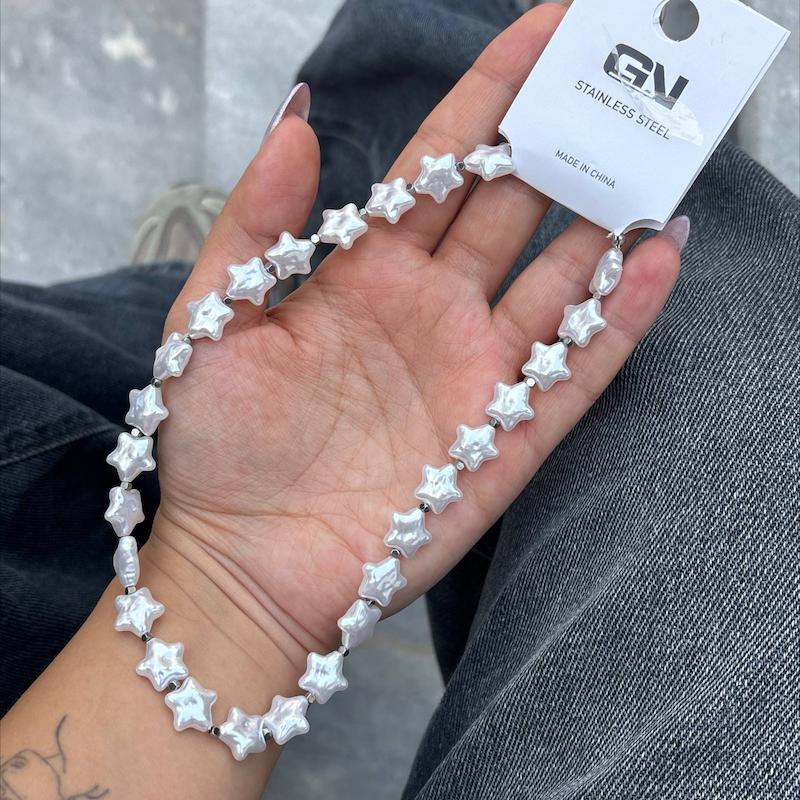 گردنبند پینترستی ستاره مرواریدی⭐️🤍