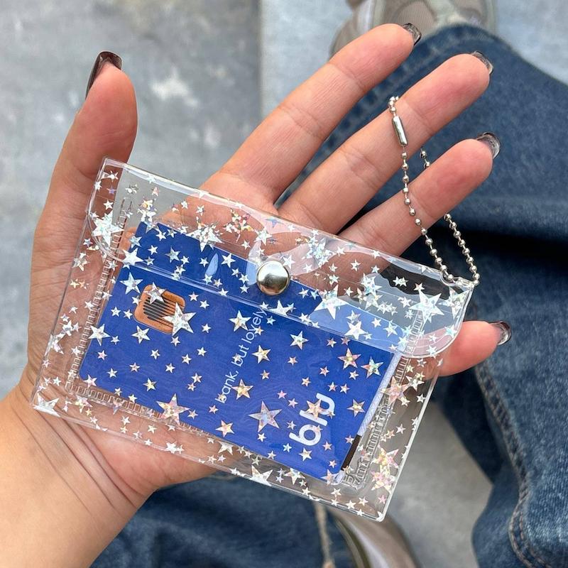 کیف کارت شفاف ستاره شاینی🩶✨