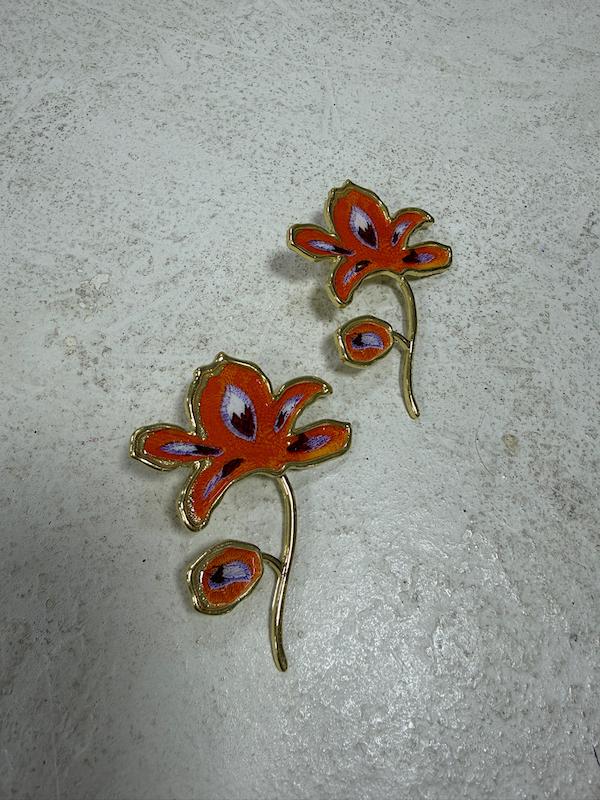 گوشواره گل فلزی نارنجی 