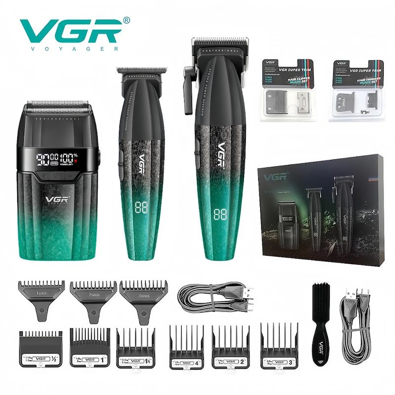 ست ماشین اصلاح وی جی ار مدل V-640 S3 سه قلو حجم زن و خط زن و شیور 