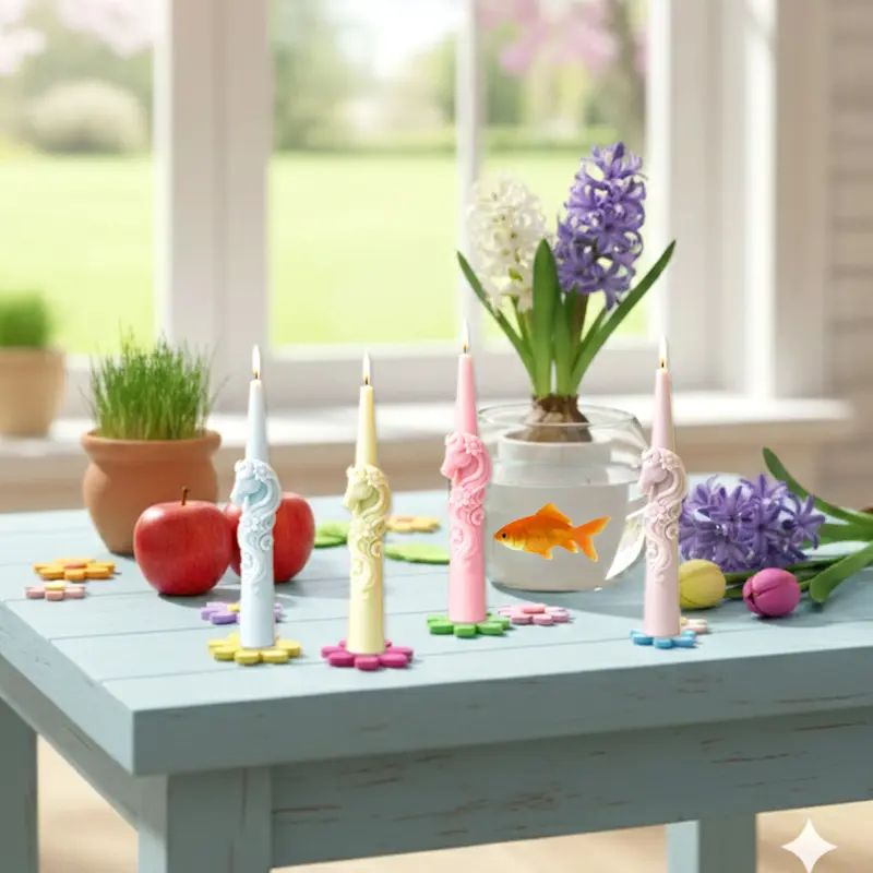 شمع دست ساز مدل قلمی اسب در رنگ های مختلف مناسب عید نوروز