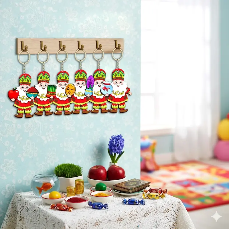 سرکلیدی چوبی عمو نوروز مدل سفره هفت سین