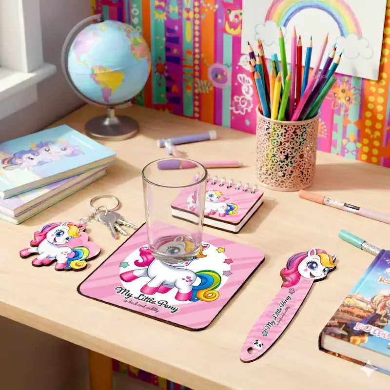 دفترچه زیرلیوانی بوکماک سرکلیدی چوبی تک شاخ یونیکورن اسب