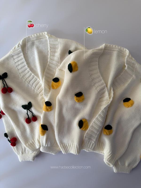 ژاکت بافت پینترستی میوه ای