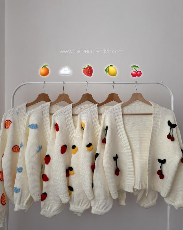 ژاکت بافت پینترستی میوه ای