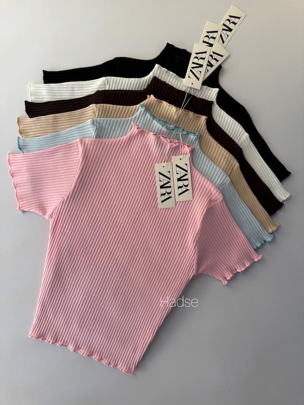 کراپ تیشرت یقه ایستاده Zara 