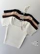 کراپ تیشرت یقه خشتی zara
