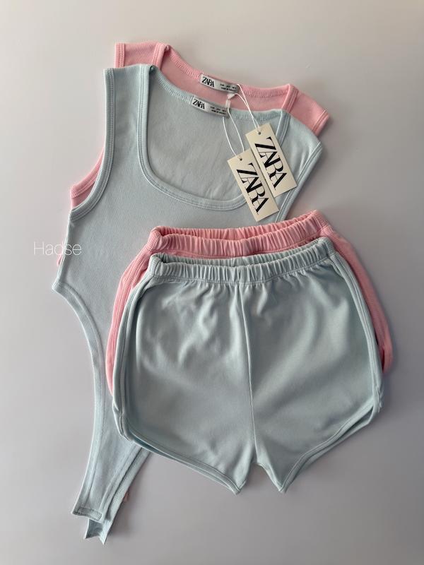 ست بادی پهلوباز و شورتک Zara