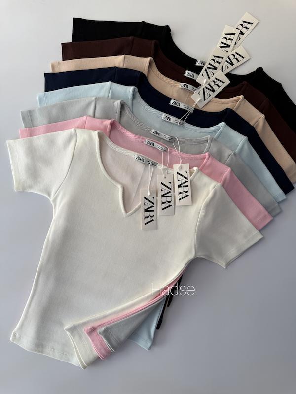 تیشرت یقه کوبایی Zara