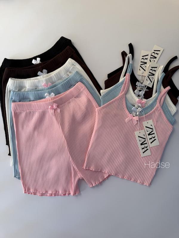 ست کراپ و شلوارک ژور برند Zara