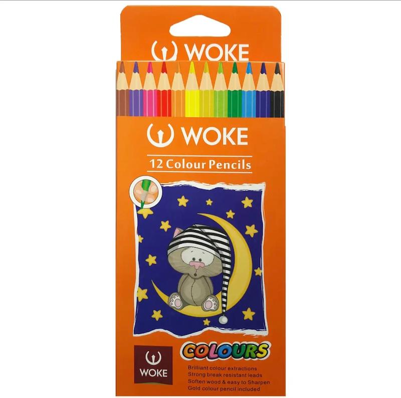 مداد رنگی ۱۲ رنگ جعبه مقوایی woke