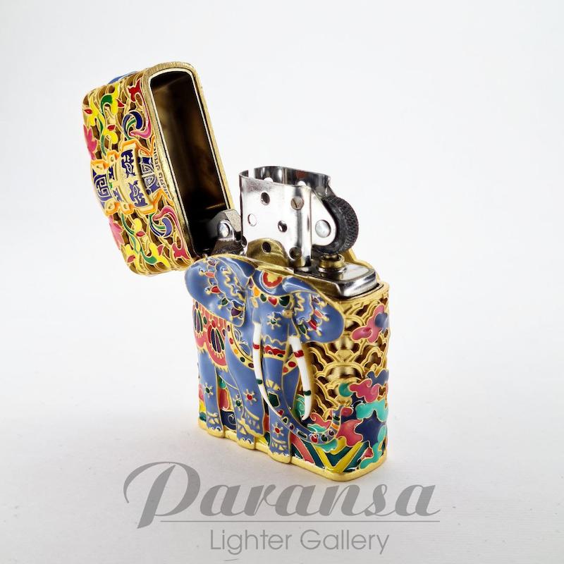 فندک زیپو کاستوم مدل فیل شبرنگ – روکش طلا و مس Custom Zippo