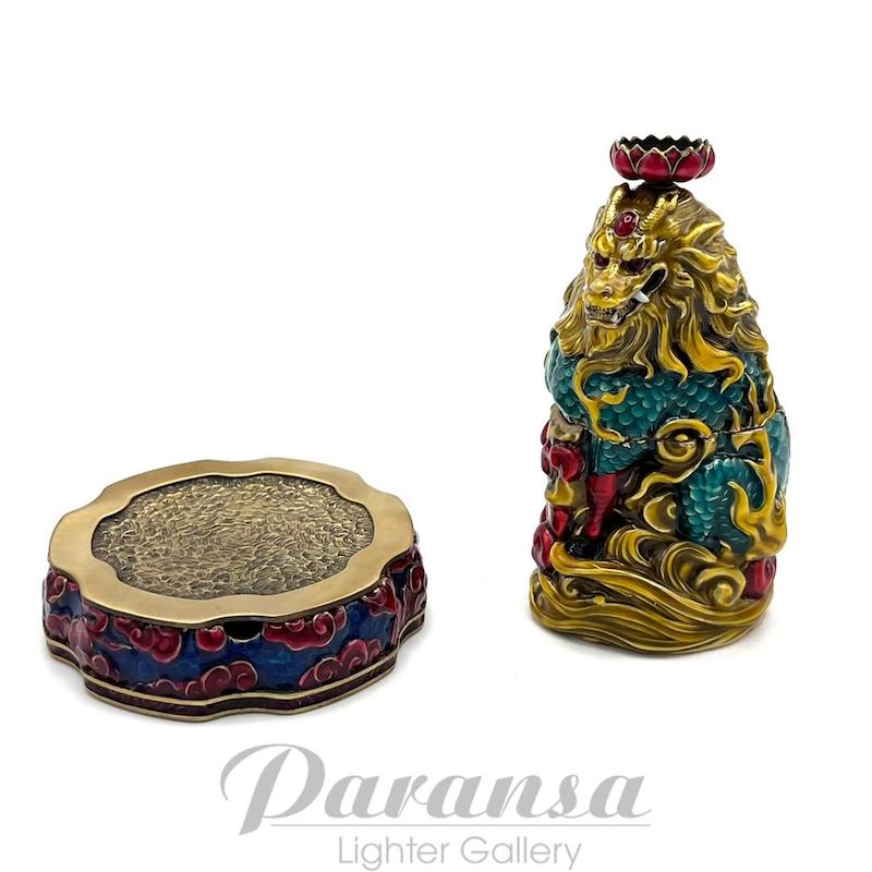 زیپو کاستوم دراگون فلزی شبرنگ با طراحی سه‌بعدی اژدها، دارای جا عودی، زیرسیگاری و جعبه کلکسیونی لوکس مناسب کلکسیون و دکور