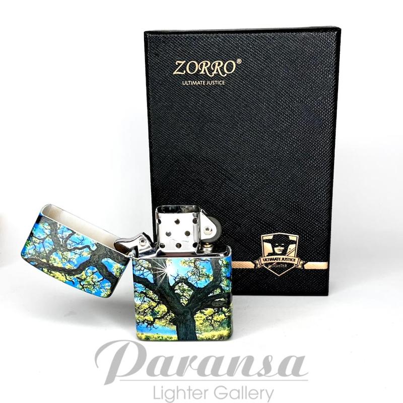 فندک زورو بنزینی طرح Almond Blossom ون‌گوگ با طراحی هنری و بدنه فلزی مقاوم