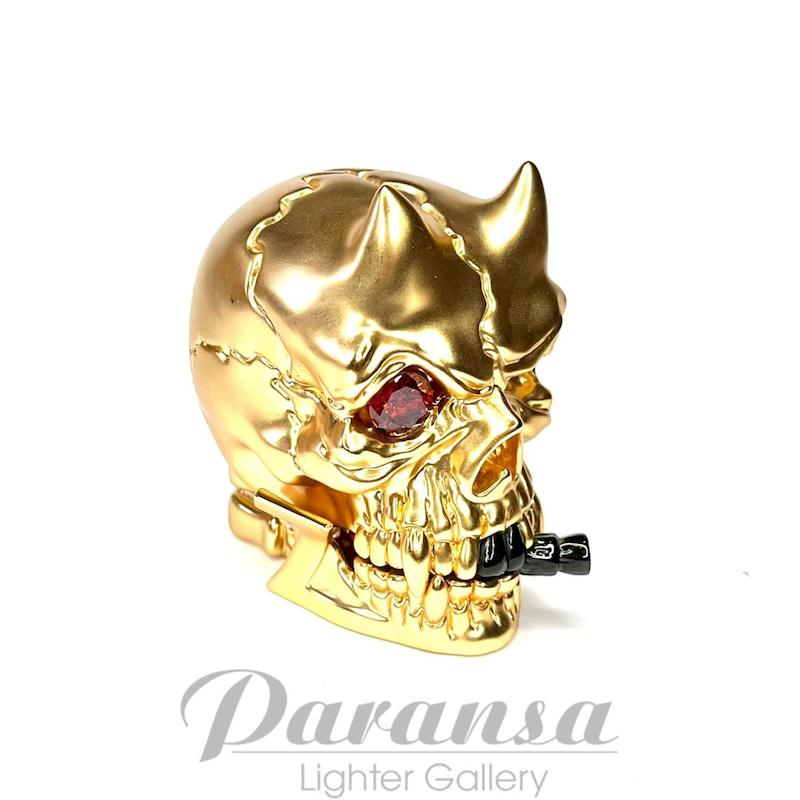 فندک زیپو طرح اسکلت طلایی با چشم قرمز و جعبه کلکسیونی – مدل کاستوم چین ۲۰۲۲
