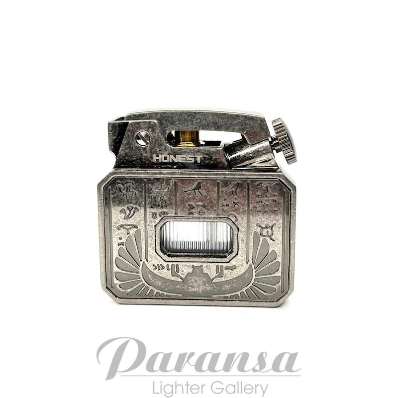 فندک بنزینی HONEST طرح تورنس با بدنه صدفی و فریم طلایی، دارای قفل چخماق و سنگ زاپاس
