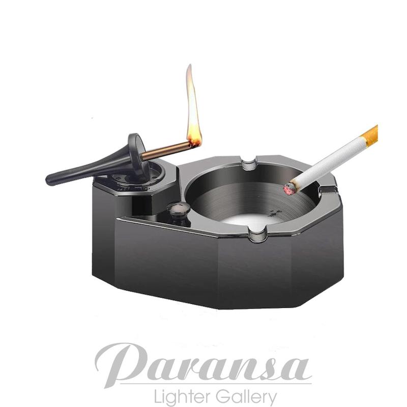 زیر سیگاری فندک‌دار هانست با فندک پلاسما برقی و طراحی فلزی سنگین