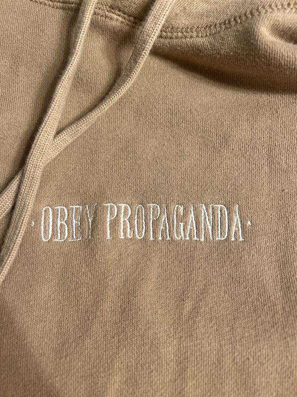 Obey Men's Tan and Cream Hoodie