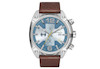 ساعت مردانه دیزل Diesel Men’s Overflow Chronograph Watch DZ4340 با بند چرمی قهوه‌ای و صفحه آبی | Brown Leather / Blue Dial