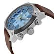 ساعت مردانه دیزل Diesel Men’s Overflow Chronograph Watch DZ4340 با بند چرمی قهوه‌ای و صفحه آبی | Brown Leather / Blue Dial