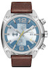 ساعت مردانه دیزل Diesel Men’s Overflow Chronograph Watch DZ4340 با بند چرمی قهوه‌ای و صفحه آبی | Brown Leather / Blue Dial
