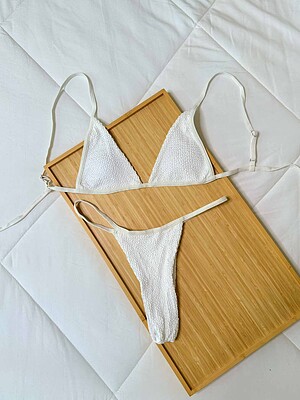 Shein - White Basic Bikini