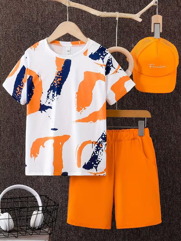 ست تیشرت و شلوارک و کلاه پسرانه ( 7 تا 14 سال ) (Min-38.00-TM)