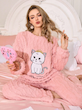 ست لباس خواب زنانه طرح گربه ( XL تا S) (TAR-131-SHEIN)