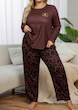 ست پیژامه زنانه سایز بزرگ طرح حروف ( 5XL تا 1XL) (TAR-71-SHEIN)