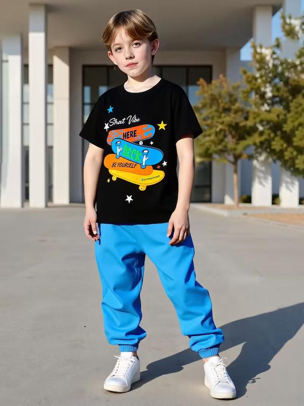ست تیشرت و شلوار پسرانه(8 تا 12 سال)(Min-45.00- TM)