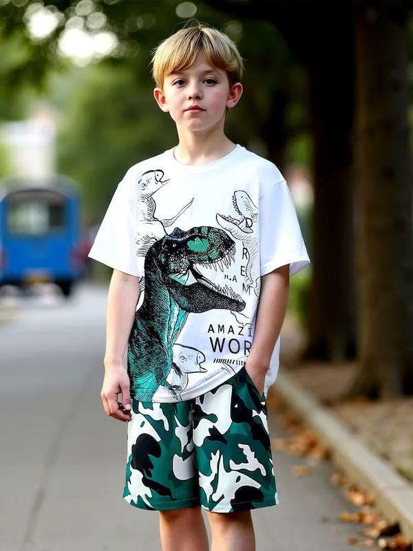 ست تیشرت و شلوارک پسرانه(8 تا 12 سال)(Min-28.00-TM)