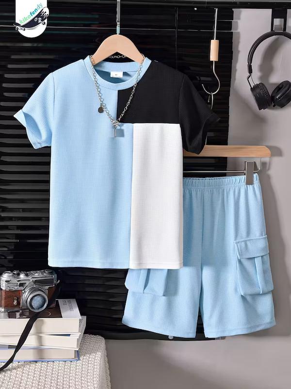 ست تیشرت و شلوارک پسرانه(8 تا 14 سال)(Min-32.60 TM)