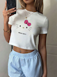 ست تی‌شرت آستین کوتاه و شلوارک طرح هلو کیتی برند SANRIO ( XL تا S) (TAR-19-SHEIN)