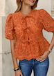 بلوز آستین پفی جلو دوزی شده زنانه Solivie (XL تا S) (TAR-57-SHEIN)
