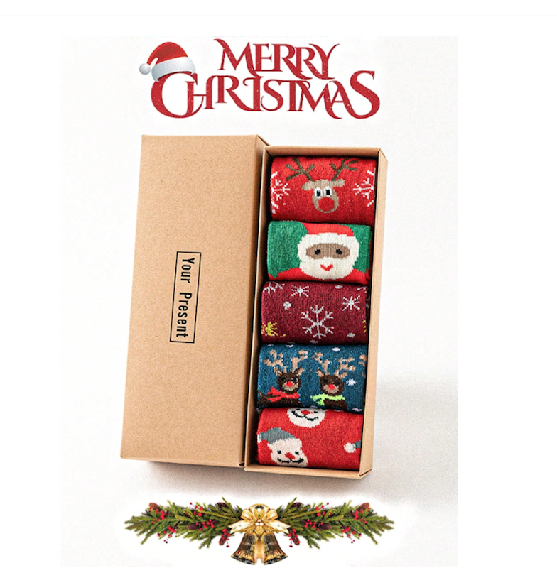 بسته 4 جفتی جوراب ساق بلند زنانه طرح کریسمس (naf.shein.22.77)