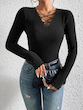 بلوز بافتنی زنانه جلو باز و بندی طرح Essence (L تا XS) (TAR-35-SHEIN)