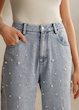 شلوار جین زنانه راسته Anewsta با مروارید تزیین شده (XL تا S) (TAR-108-SHEIN)
