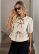 بلوز آستین پفی زنانه Easowa با پاپیون (XL تا S) (TAR-50-SHEIN)