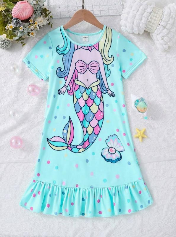 پیراهن لباس خواب دخترانه مدل پری دریایی (4 تا 7 سال) (naf.shein.33.59)