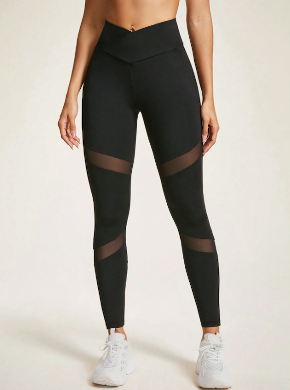 لگ یوگای زنانه مدل Cross Waist Mesh  (XL تا S) (TAR-39-SHEIN)