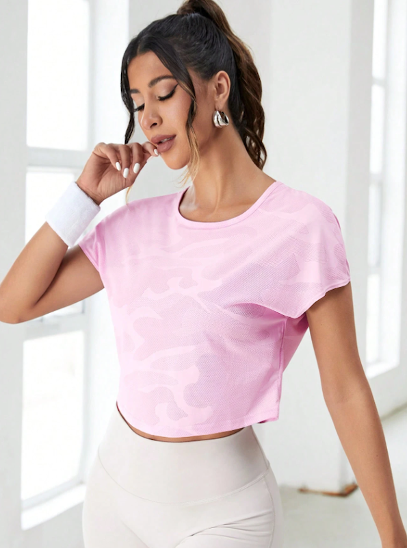 تی‌شرت ورزشی زنانه SHEIN Sovereign Charm طرح Geo  (XL تا XS) (TAR-26-SHEIN)